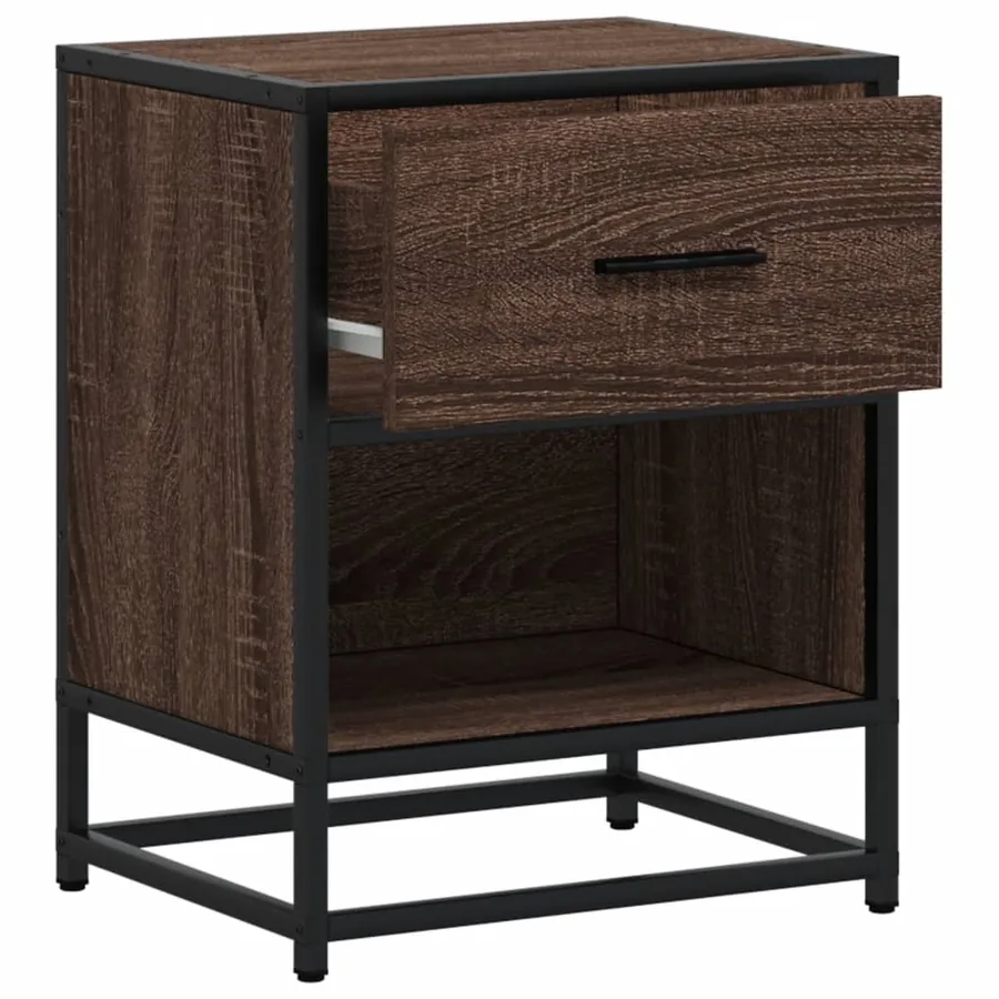 Table de chevet chêne marron 40x31x50 cm bois d'ingénierie - 8
