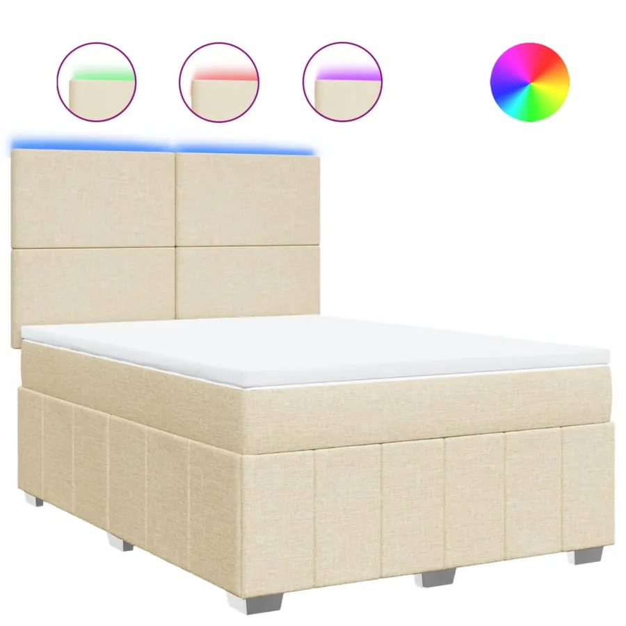 Sommier à lattes de lit avec matelas Crème 160x200 cm Tissu - 2