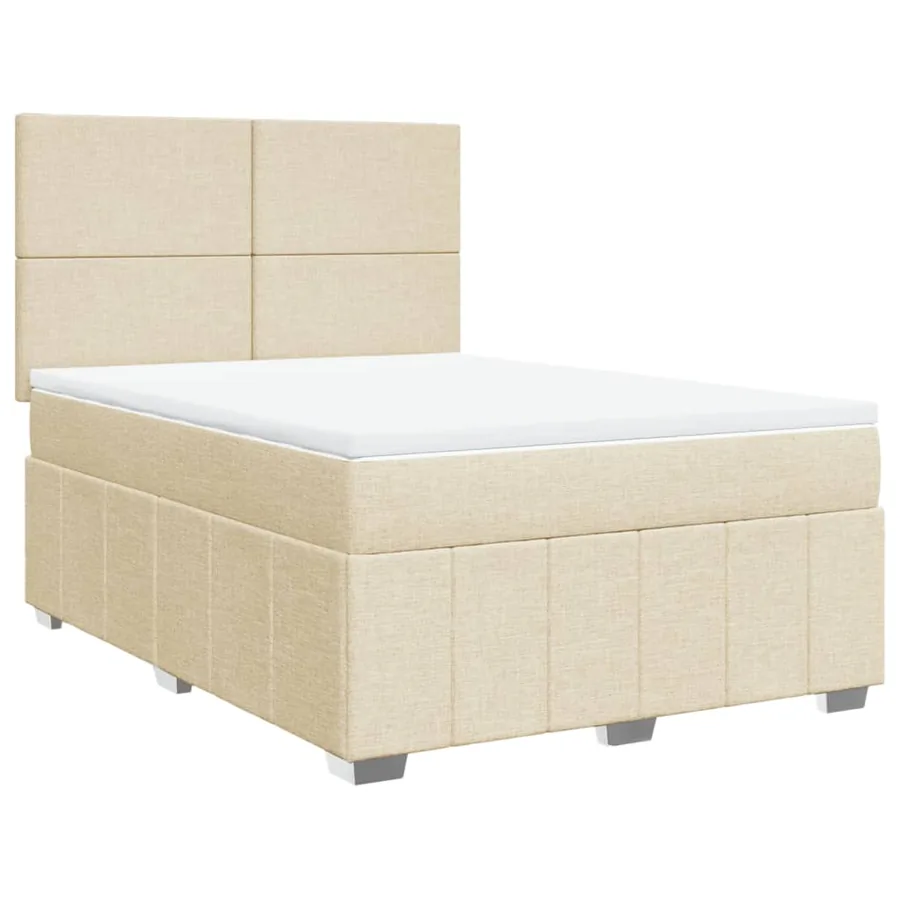 Sommier à lattes de lit avec matelas Crème 160x200 cm Tissu - 3