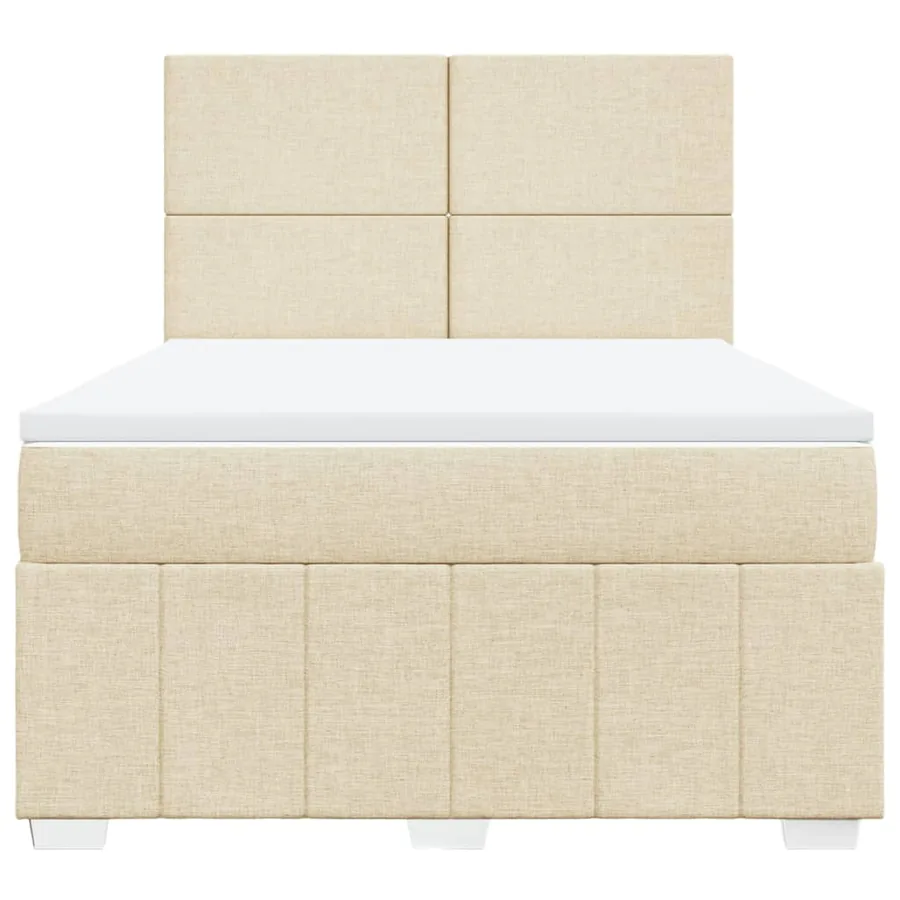 Sommier à lattes de lit avec matelas Crème 160x200 cm Tissu - 6