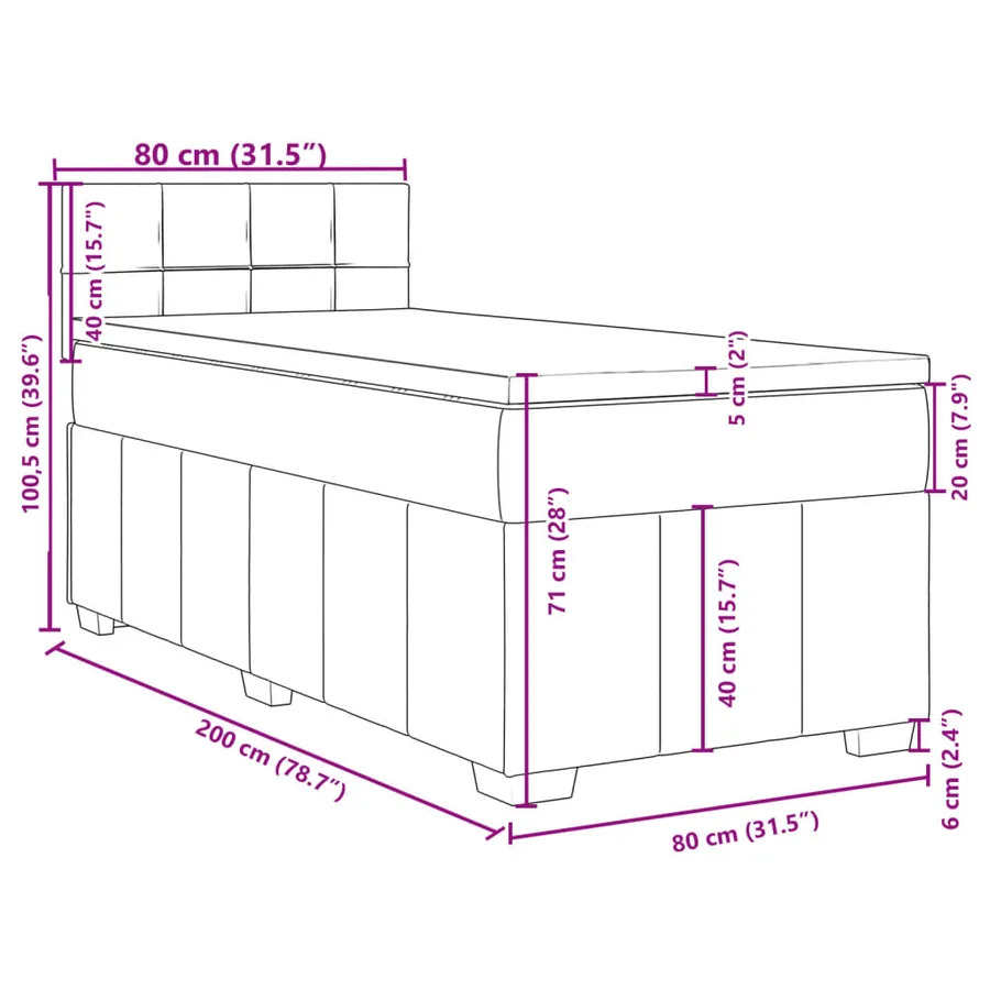 Sommier à lattes de lit avec matelas Taupe 80x200 cm Tissu - 13