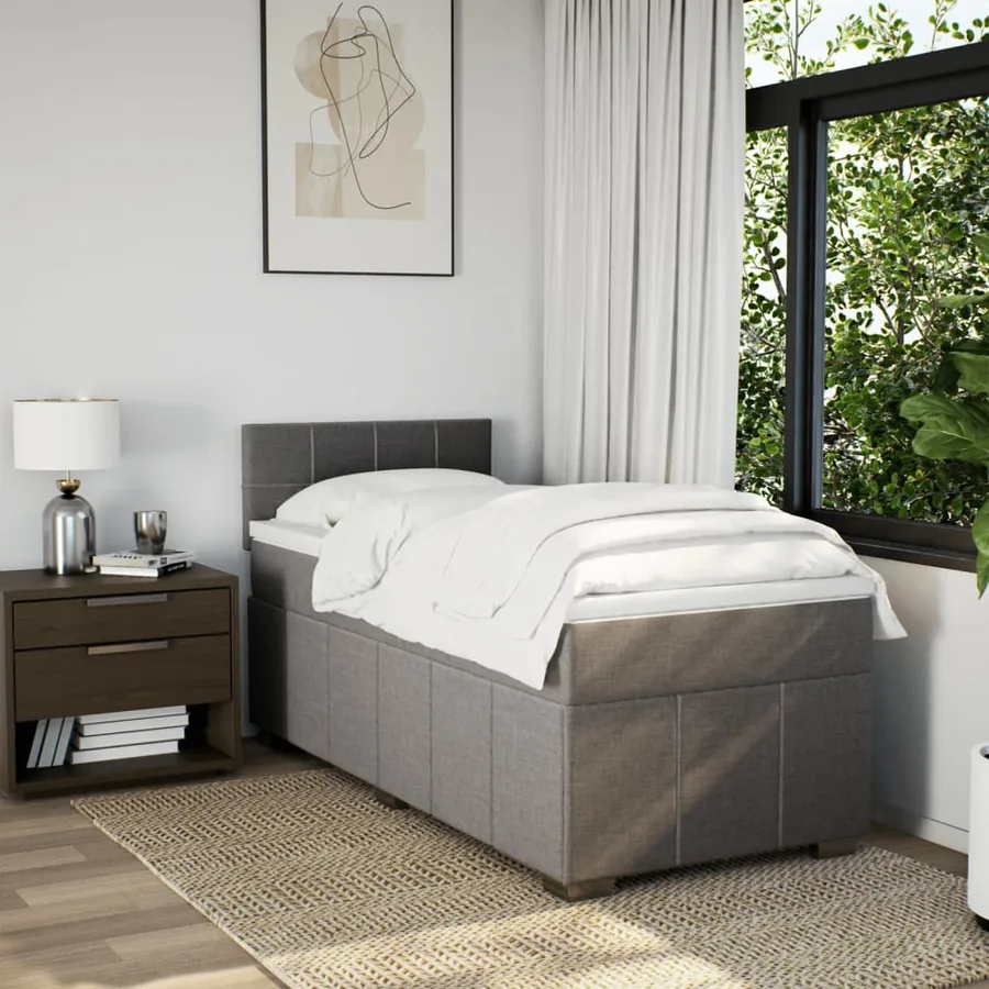 Sommier à lattes de lit avec matelas Taupe 80x200 cm Tissu - 3