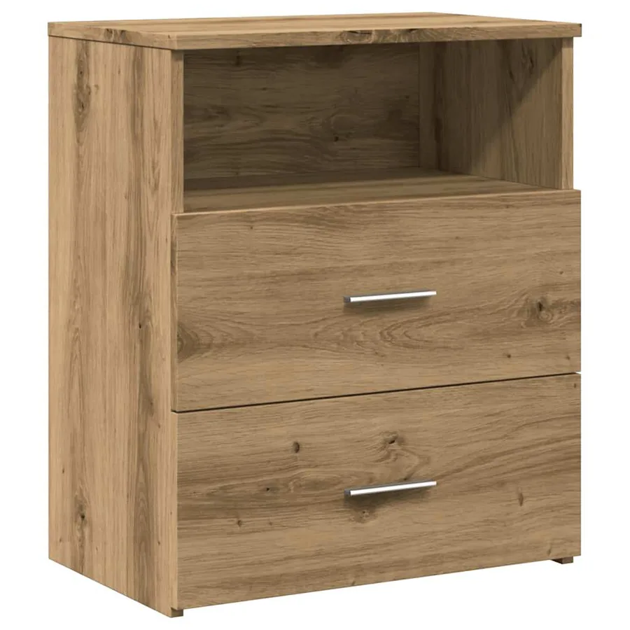 Table de chevet chêne artisanal 50x32x60 cm bois d'ingénierie - 2