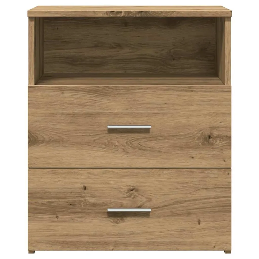 Table de chevet chêne artisanal 50x32x60 cm bois d'ingénierie - 5