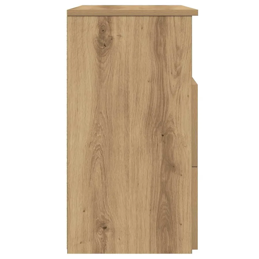Table de chevet chêne artisanal 50x32x60 cm bois d'ingénierie - 7