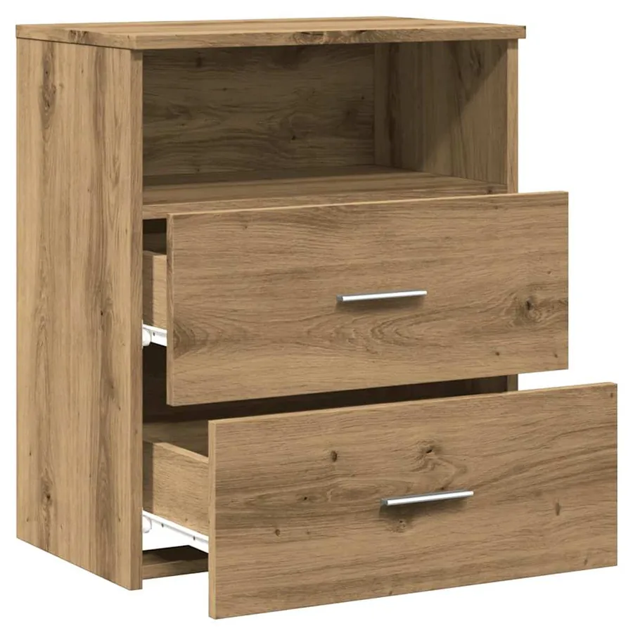 Table de chevet chêne artisanal 50x32x60 cm bois d'ingénierie - 8