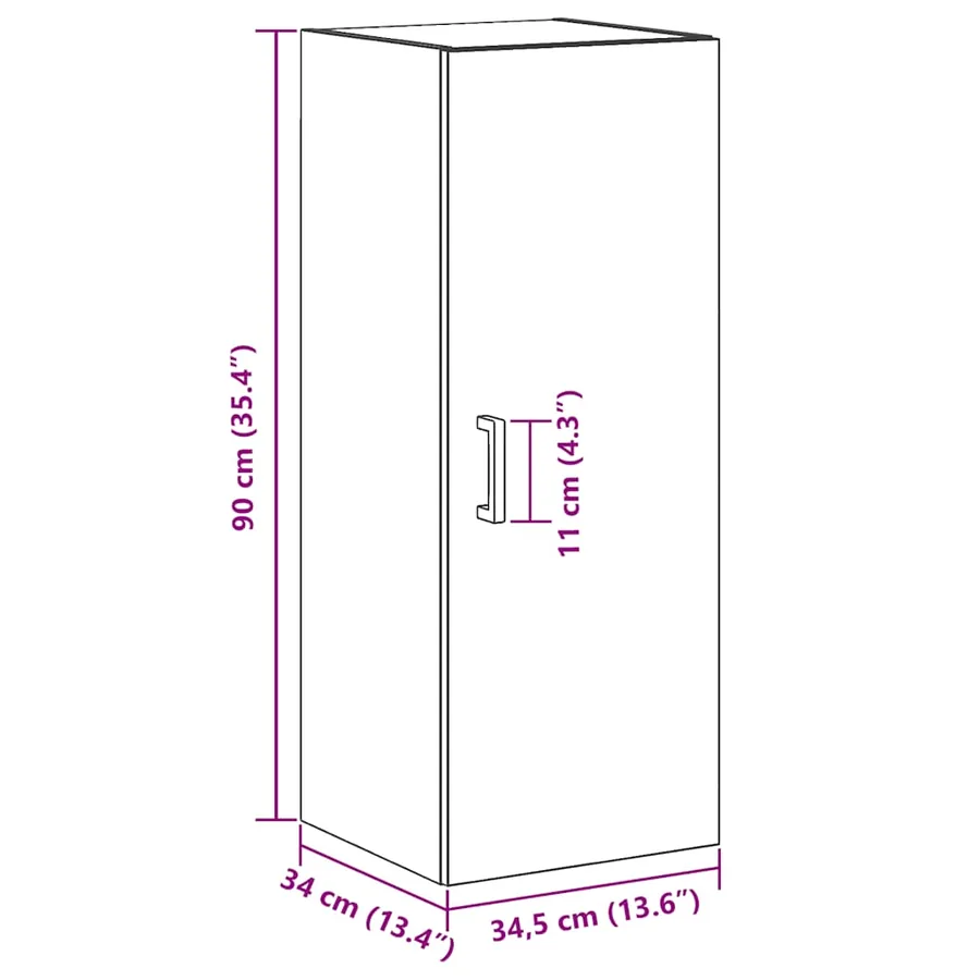Armoire murale chêne artisanal 34,5x34x90 cm bois d'ingénierie - 12