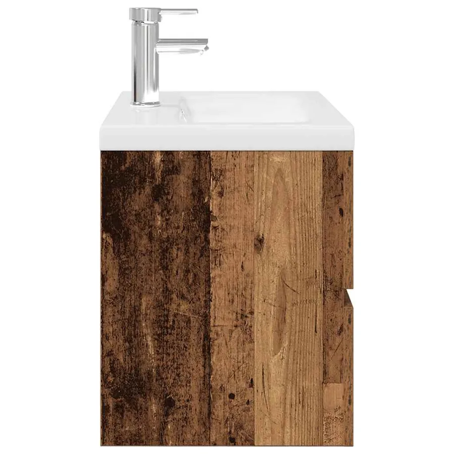 Meuble lavabo avec bassin et robinet intégrés vieux bois - 6
