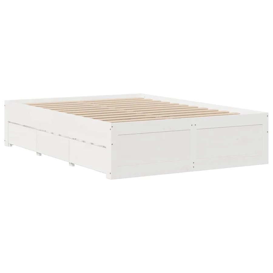 Cadre de lit sans matelas avec tiroirs 140x190 cm bois de pin - 6