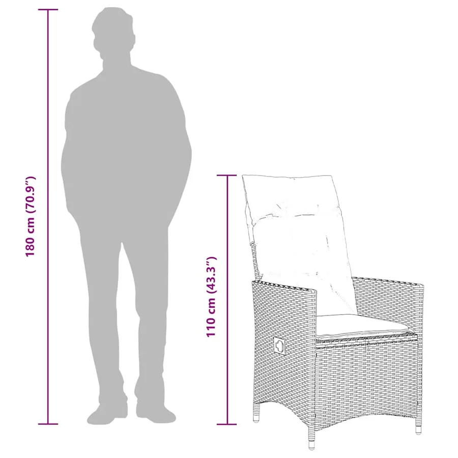 Ensemble à manger de jardin et coussins 9 pcs marron poly rotin - 13