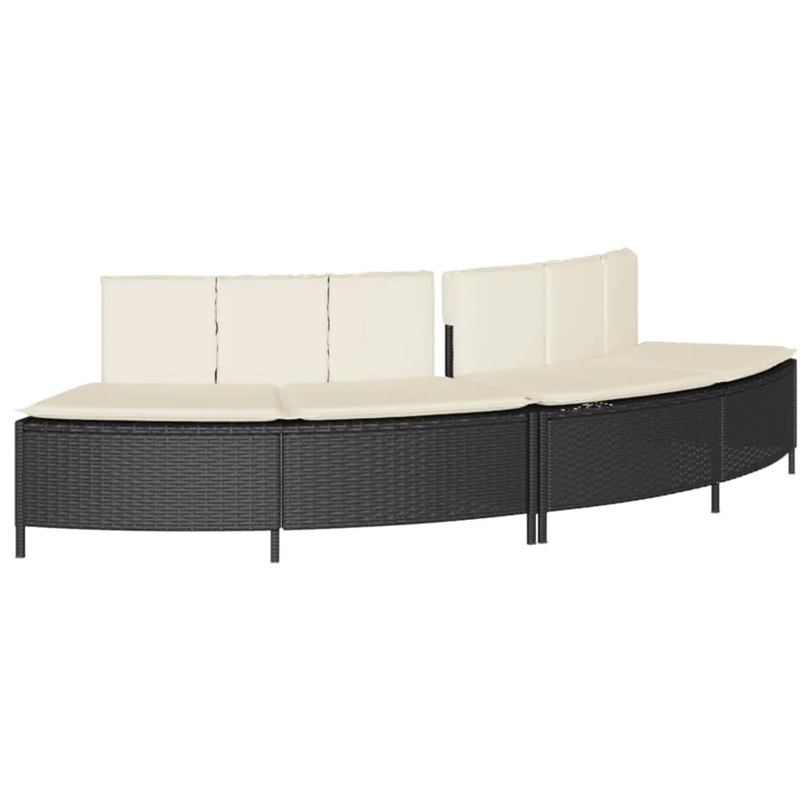 Bancs de spa avec coussins 2 pcs noir résine tressée - 2