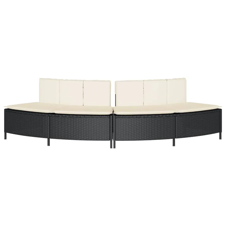 Bancs de spa avec coussins 2 pcs noir résine tressée - 4