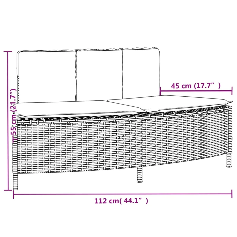 Bancs de spa avec coussins 2 pcs noir résine tressée - 8