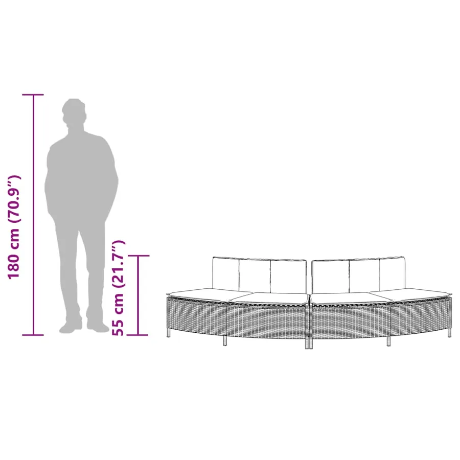 Bancs de spa avec coussins 2 pcs noir résine tressée - 9