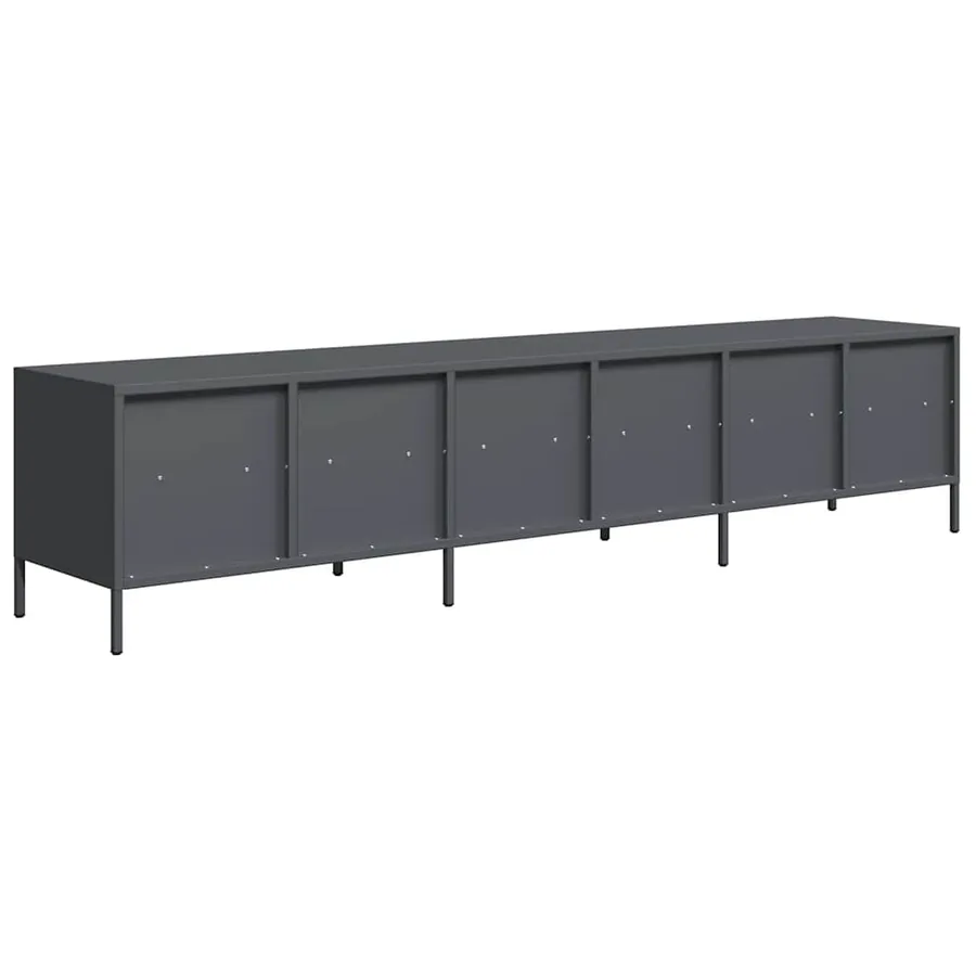 Meuble TV anthracite 202x39x43,5 cm acier laminé à froid - 7