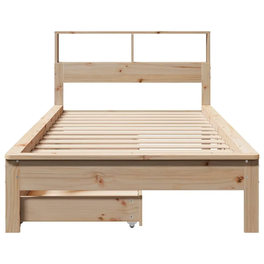 Lit bibliothèque sans matelas 90x200 cm bois de pin massif - 4