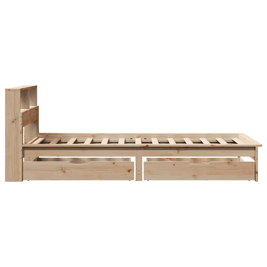 Lit bibliothèque sans matelas 90x200 cm bois de pin massif - 5