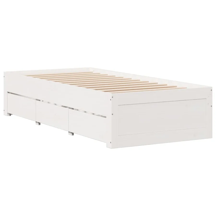 Cadre de lit sans matelas avec tiroirs 75x190 cm bois de pin - 6