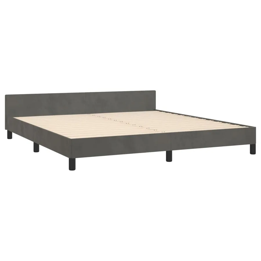 Cadre de lit sans matelas gris foncé 160x200 cm velours - 5