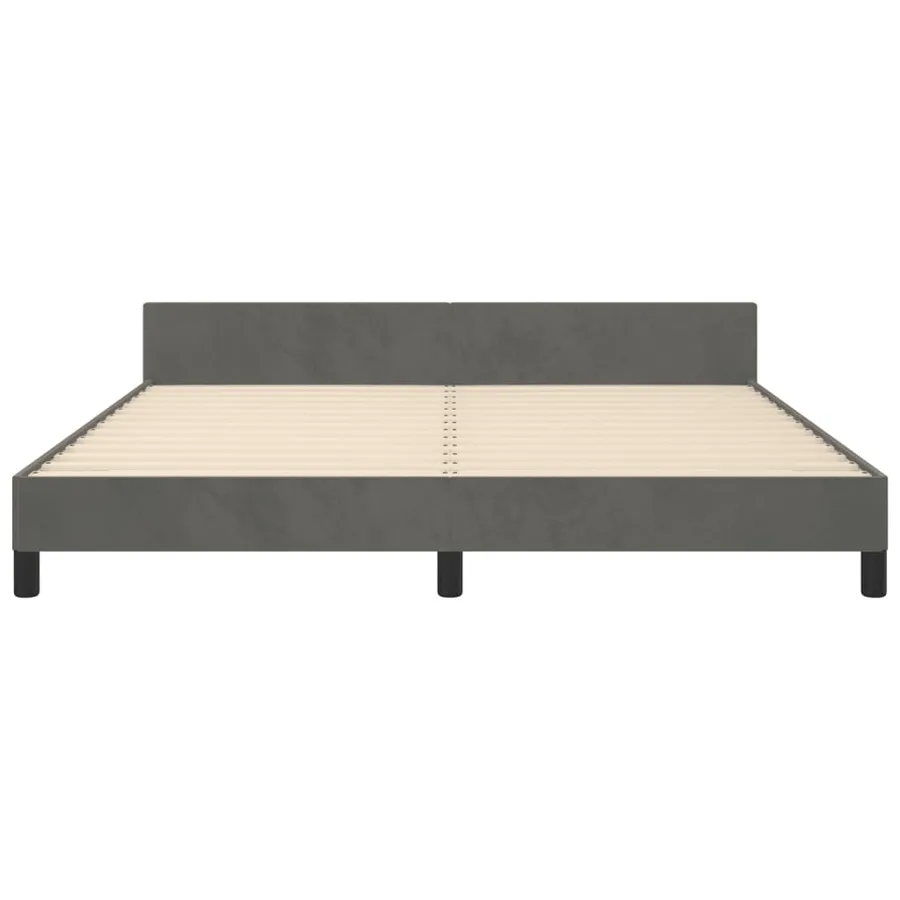 Cadre de lit sans matelas gris foncé 160x200 cm velours - 6