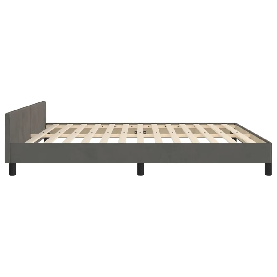 Cadre de lit sans matelas gris foncé 160x200 cm velours - 7
