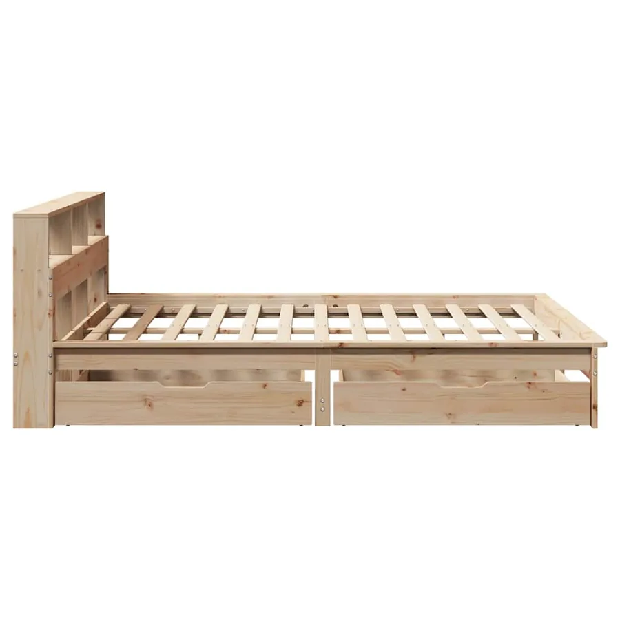 Lit bibliothèque sans matelas 135x190 cm bois de pin massif - 5