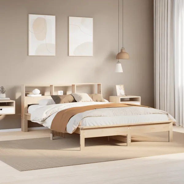 Cadre de lit sans matelas 135x190 cm bois de pin massif