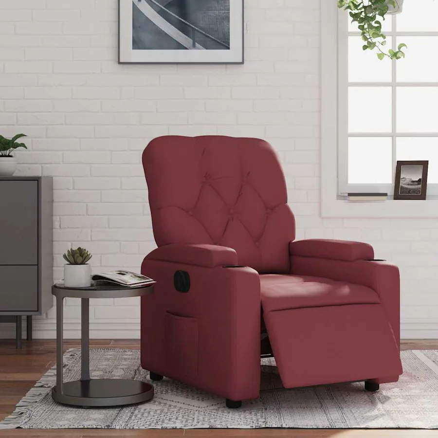 Fauteuil inclinable électrique Rouge bordeaux Similicuir - 15