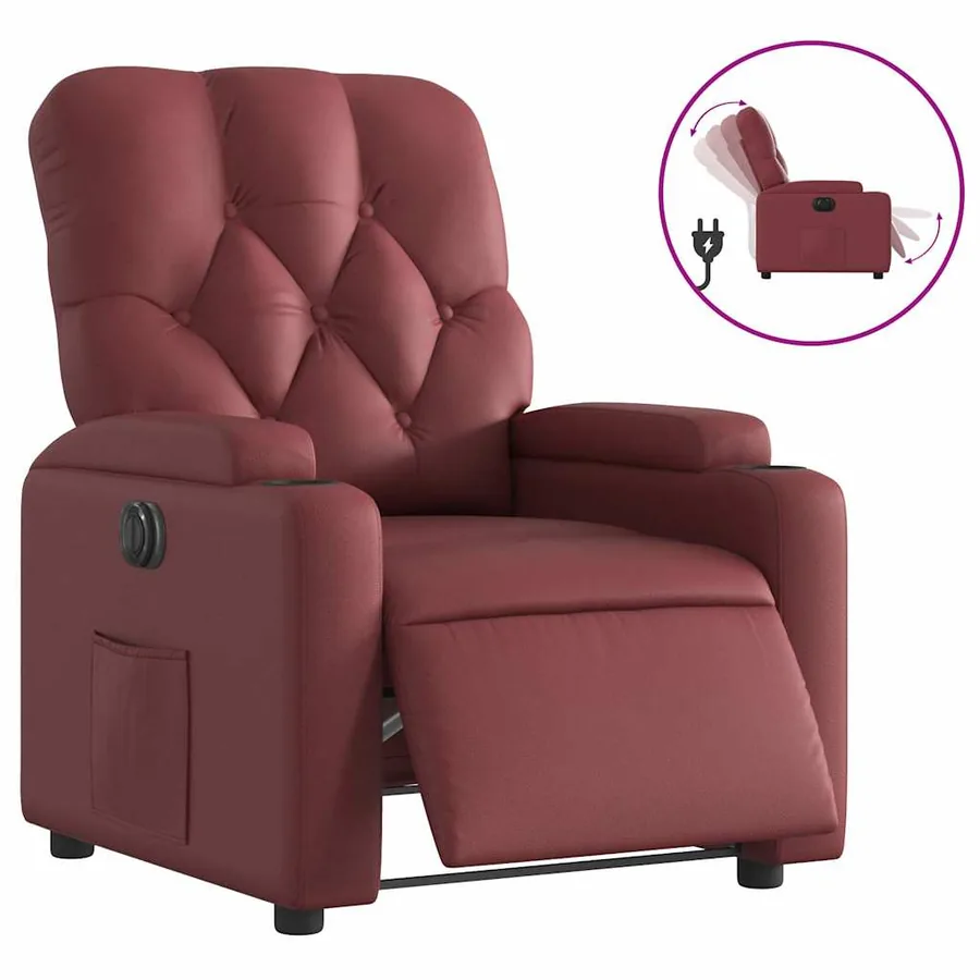 Fauteuil inclinable électrique Rouge bordeaux Similicuir - 2