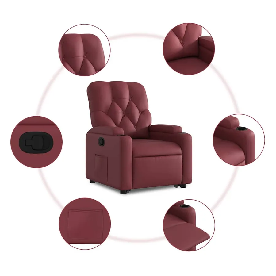 Fauteuil inclinable Rouge bordeaux Similicuir - 8