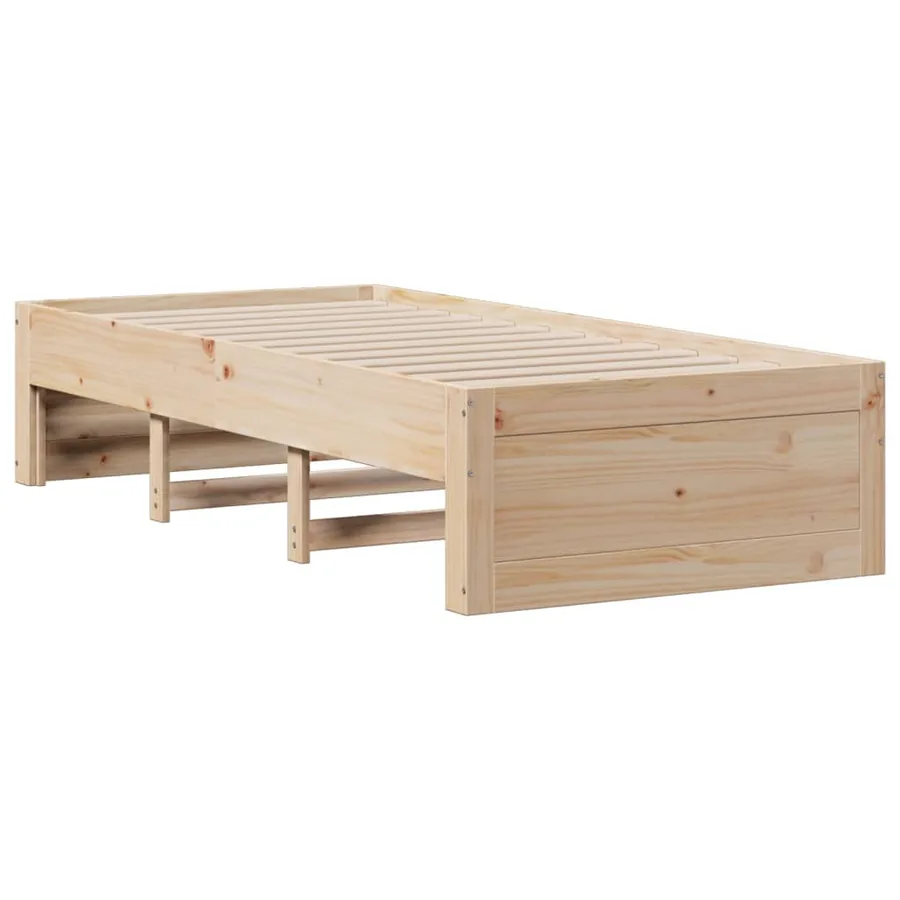 Lit bibliothèque sans matelas 75x190 cm bois de pin massif - 7