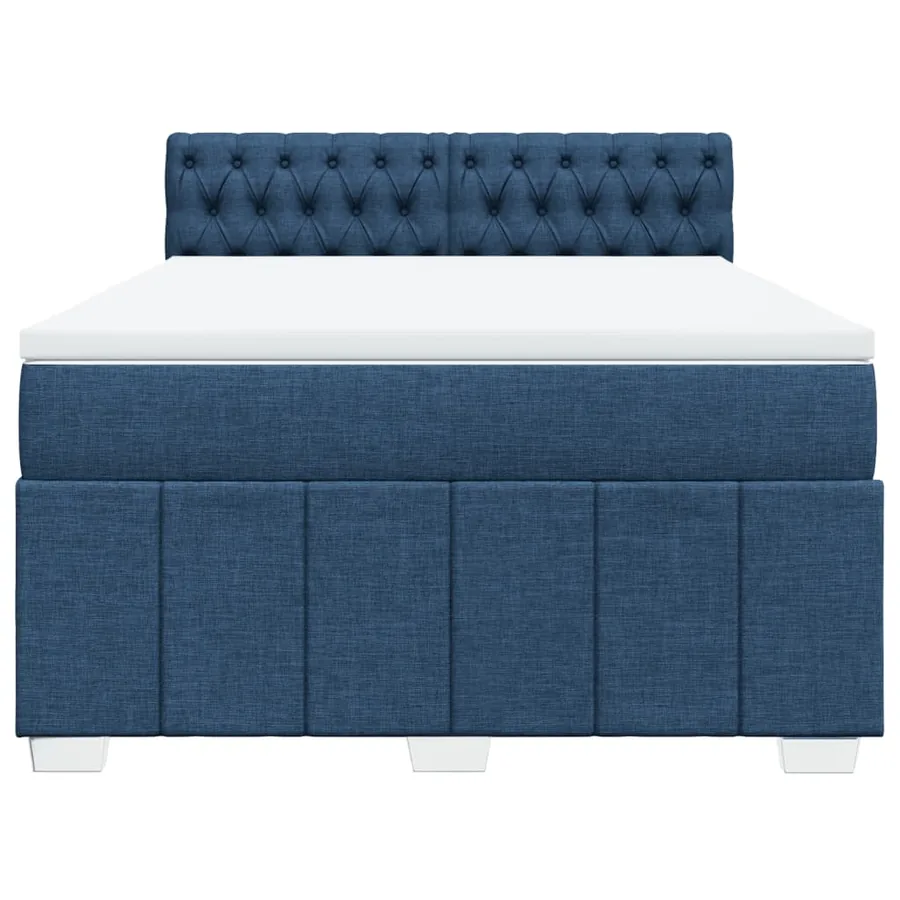Sommier à lattes de lit avec matelas Bleu 160x200 cm Tissu - 4