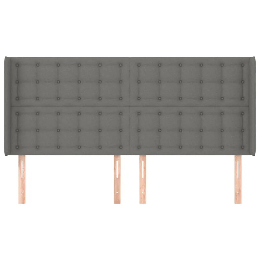 Tête de lit avec oreilles Gris foncé 163x16x118/128 cm Tissu - 3