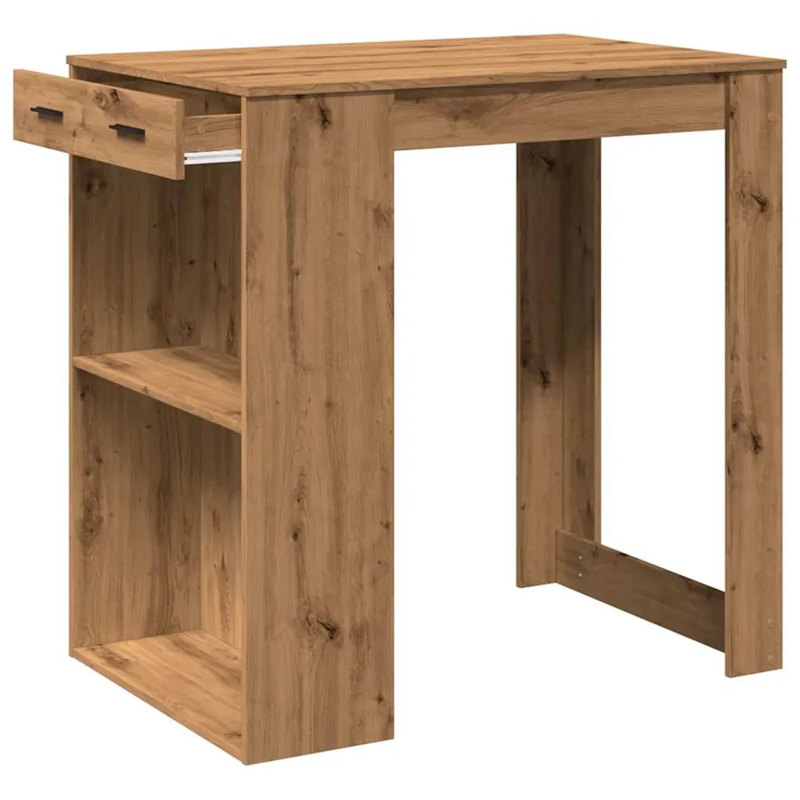 Table de bar chêne artisanal 102x70x103,5 cm bois d'ingénierie - 4