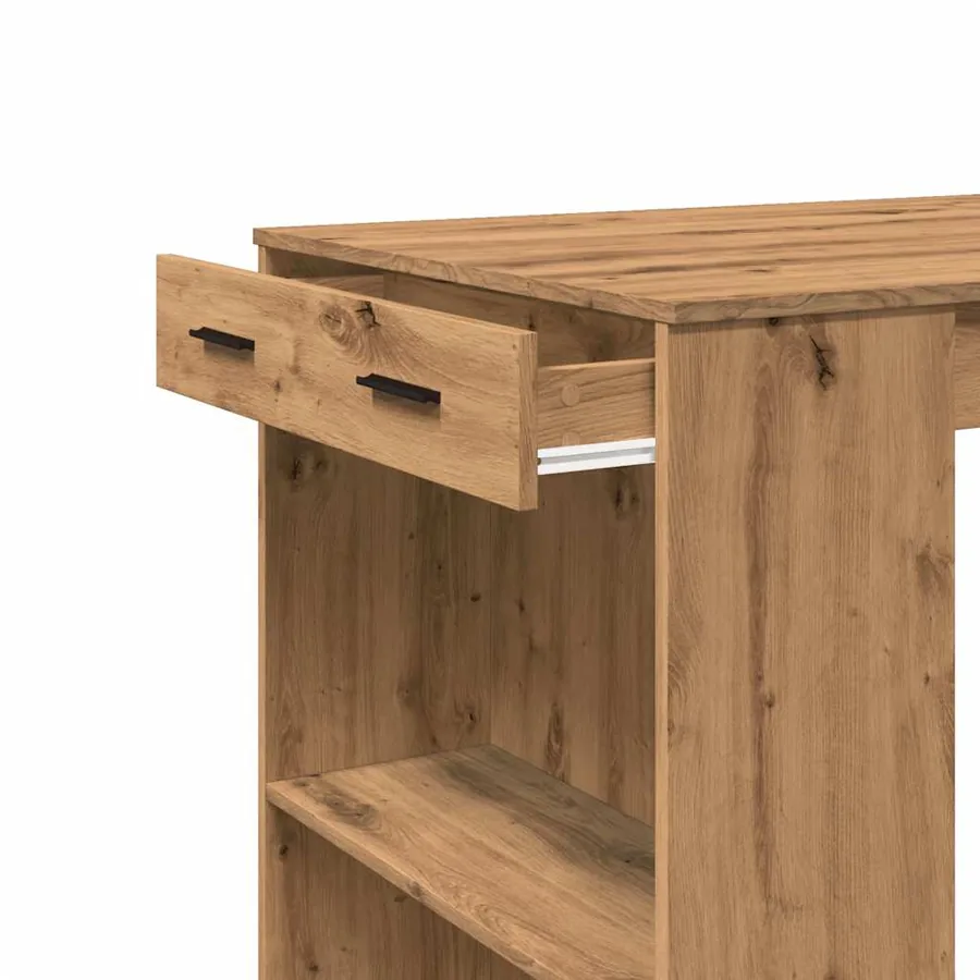 Table de bar chêne artisanal 102x70x103,5 cm bois d'ingénierie - 8