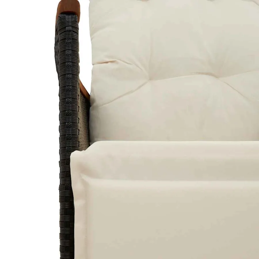 Ensemble à manger de jardin 9pcs coussins noir résine tressée - 7