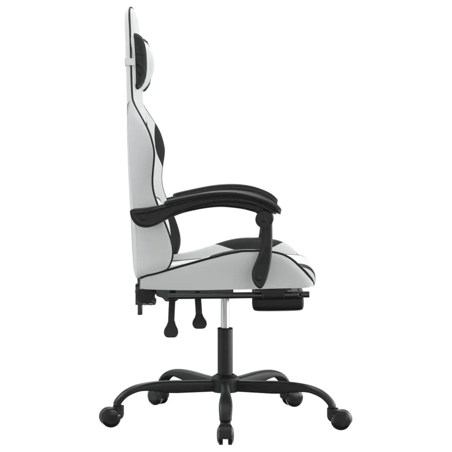 Chaise de jeu pivotante et repose-pied Blanc et noir Similicuir - 4
