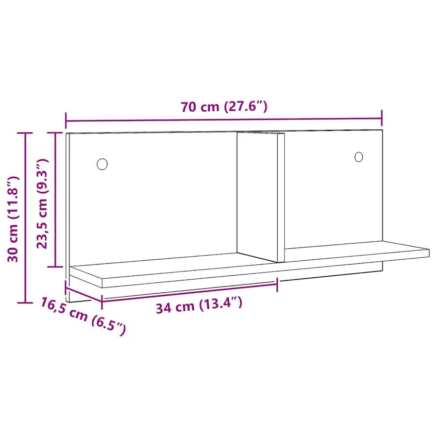 Armoire murale 70x16,5x30 cm chêne artisanal bois d'ingénierie - 9