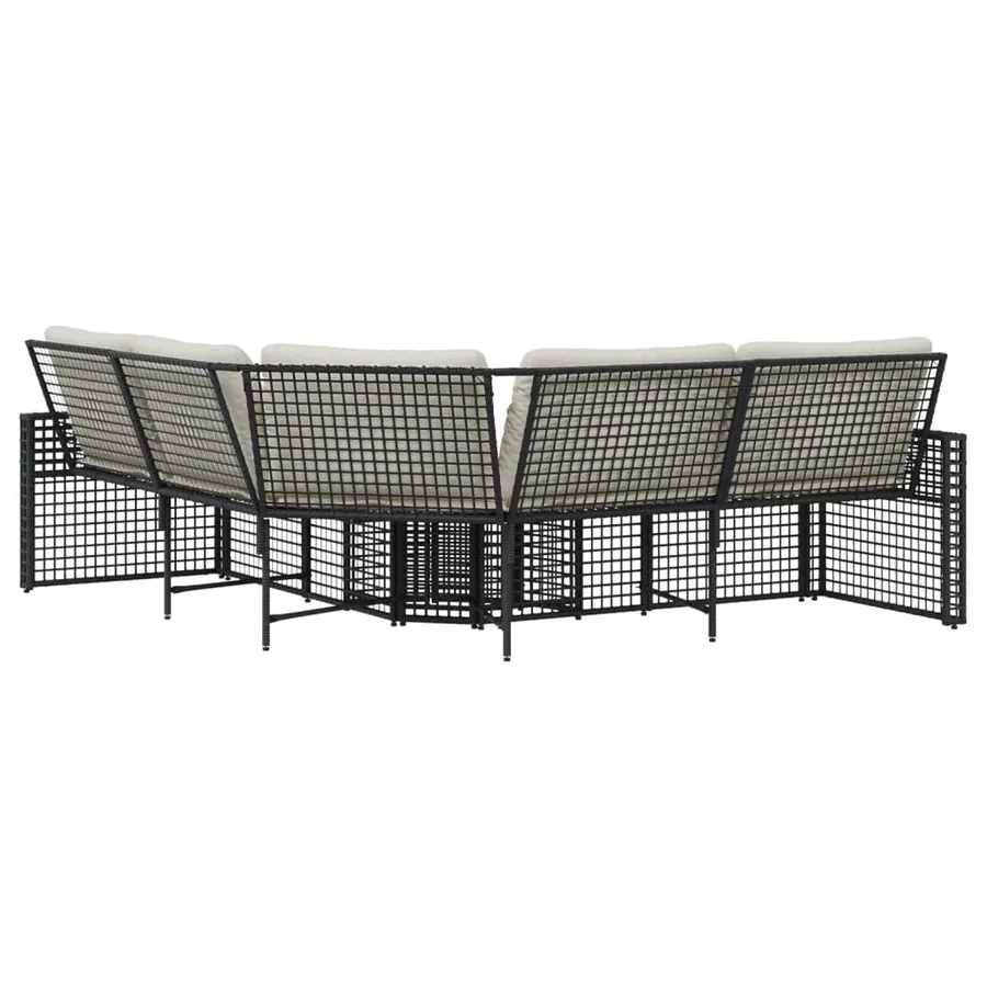 Canapé de jardin et coussins et repose-pied en forme de L rotin - 4