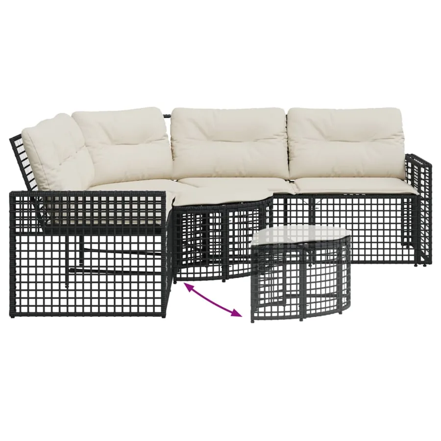 Canapé de jardin et coussins et repose-pied en forme de L rotin - 5