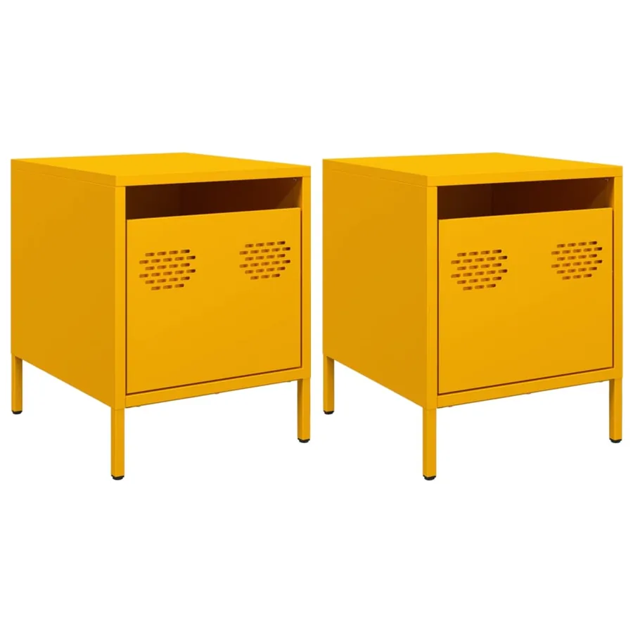 Tables de chevet 2 pcs jaune moutarde 35x39x43,5 cm acier - 2