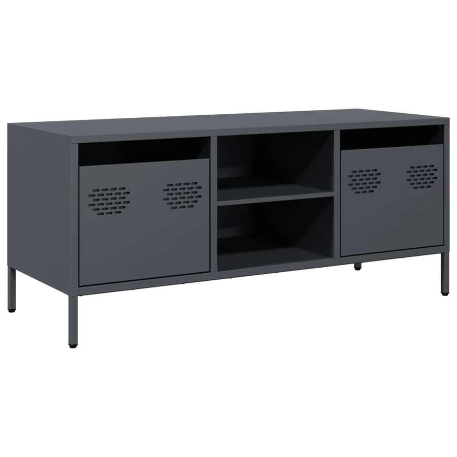 Meuble TV anthracite 101,5x39x43,5 cm acier laminé à froid - 2