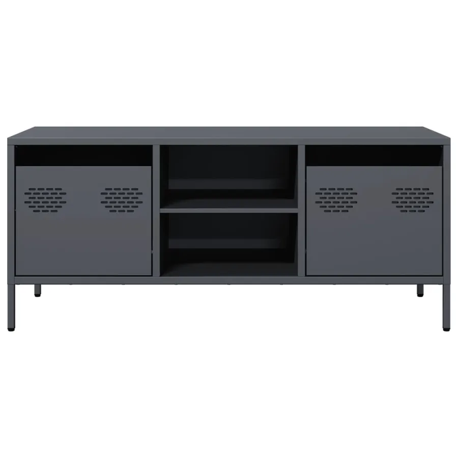 Meuble TV anthracite 101,5x39x43,5 cm acier laminé à froid - 4