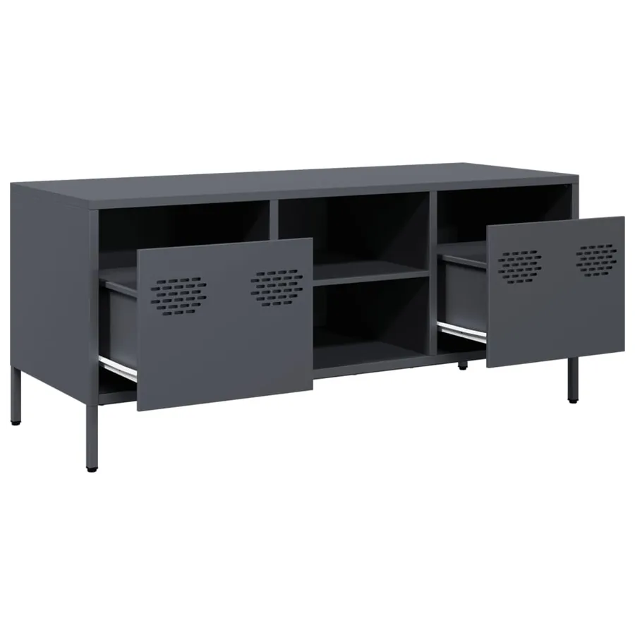Meuble TV anthracite 101,5x39x43,5 cm acier laminé à froid - 5