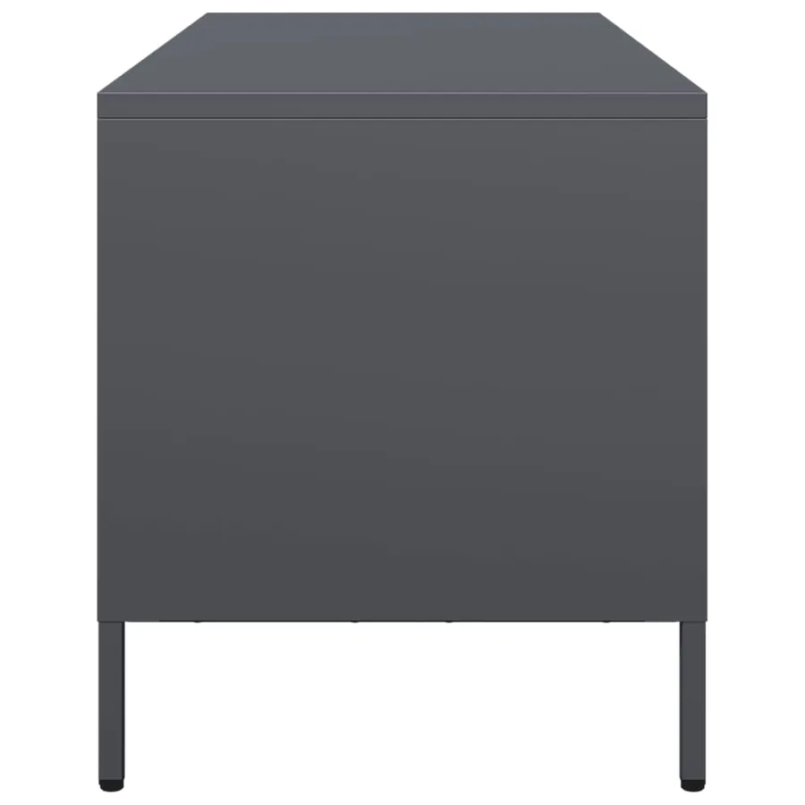 Meuble TV anthracite 101,5x39x43,5 cm acier laminé à froid - 6