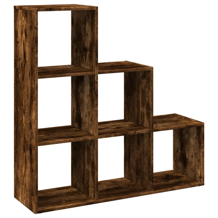 Étagère séparatrice de pièce à 3 niveaux chêne fumé 99x29x99 cm - 2