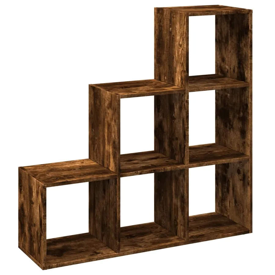 Étagère séparatrice de pièce à 3 niveaux chêne fumé 99x29x99 cm - 6