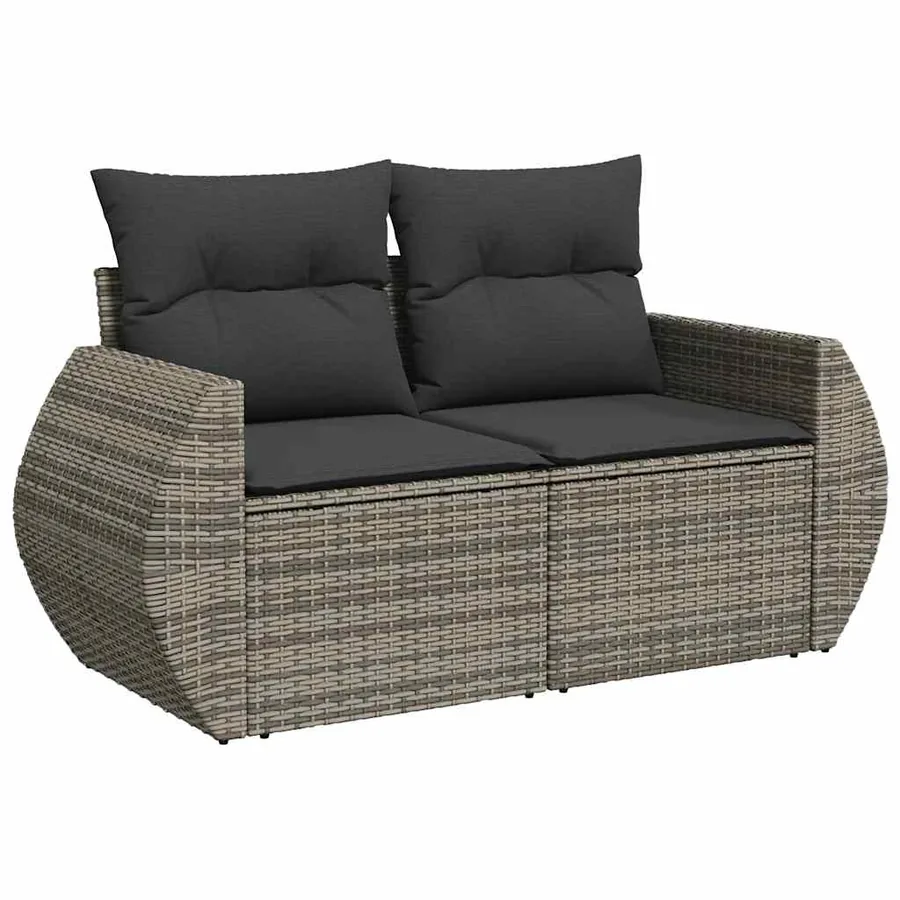 Salon de jardin 4 pcs avec coussins gris résine tressée - 4