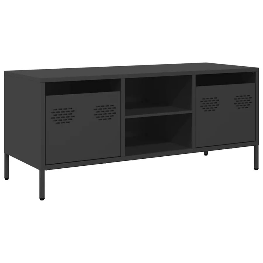 Meuble TV noir 101,5x39x43,5 cm acier laminé à froid - 2