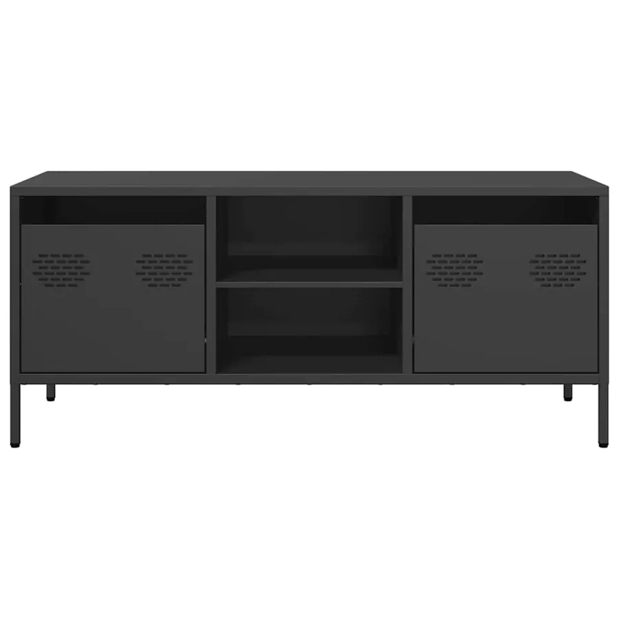 Meuble TV noir 101,5x39x43,5 cm acier laminé à froid - 4
